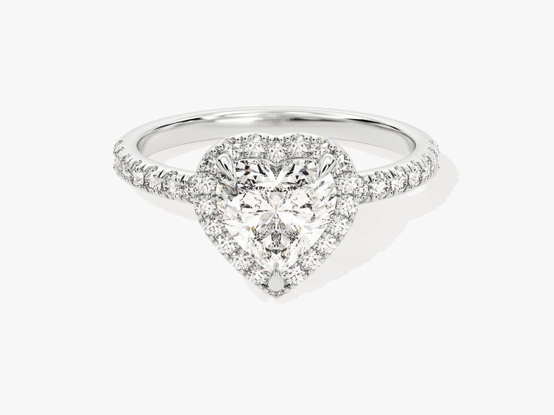 Heart Halo Lab Grown Diamond Engagement Ring with Pave Set Side Stones (1.00 CT)