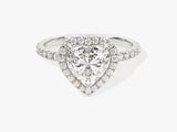 Heart Halo Moissanite Engagement Ring with Pave Set Side Stones (1.50 CT)