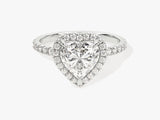 Heart Halo Lab Grown Diamond Engagement Ring with Pave Set Side Stones (1.50 CT)