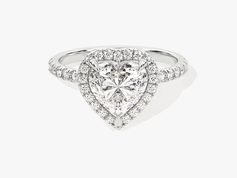 Heart Halo Lab Grown Diamond Engagement Ring with Pave Set Side Stones (1.50 CT)