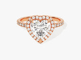 Heart Halo Lab Grown Diamond Engagement Ring with Pave Set Side Stones (2.00 CT)