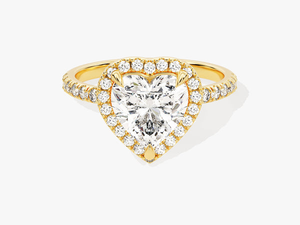 Heart Halo Moissanite Engagement Ring with Pave Set Side Stones (2.00 CT)