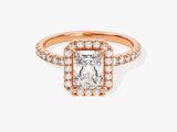 Radiant Halo Moissanite Engagement Ring with Pave Set Side Stones (1.00 CT)