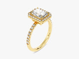 Radiant Halo Lab Grown Diamond Engagement Ring with Pave Set Side Stones (1.50 CT)