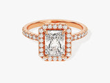 Radiant Halo Lab Grown Diamond Engagement Ring with Pave Set Side Stones (1.50 CT)