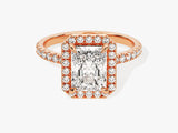 Radiant Halo Lab Grown Diamond Engagement Ring with Pave Set Side Stones (2.00 CT)