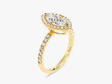 Marquise Halo Lab Grown Diamond Engagement Ring with Pave Set Side Stones (1.00 CT)