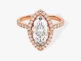 Marquise Halo Lab Grown Diamond Engagement Ring with Pave Set Side Stones (2.00 CT)