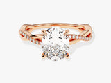 Oval Twisted Lab Grown Diamond Engagement Ring with Pave Set Side Stones (2.00 CT)