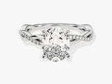 Oval Twisted Lab Grown Diamond Engagement Ring with Pave Set Side Stones (2.00 CT)