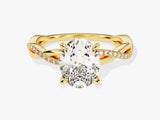 Oval Twisted Moissanite Engagement Ring with Pave Set Side Stones (2.00 CT)
