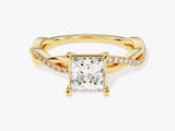 Princess Twisted Moissanite Engagement Ring with Pave Set Side Stones (1.00 CT)