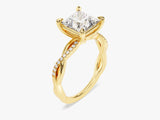 Princess Twisted Lab Grown Diamond Engagement Ring with Pave Set Side Stones (2.00 CT)