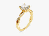 Cushion Twisted Moissanite Engagement Ring with Pave Set Side Stones (1.50 CT)