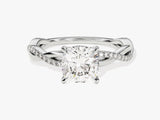 Cushion Twisted Lab Grown Diamond Engagement Ring with Pave Set Side Stones (1.50 CT)