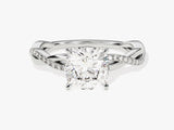 Cushion Twisted Lab Grown Diamond Engagement Ring with Pave Set Side Stones (2.00 CT)