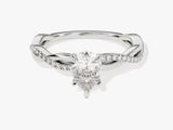 Pear Twisted Moissanite Engagement Ring with Pave Set Side Stones (1.00 CT)