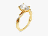 Pear Twisted Lab Grown Diamond Engagement Ring with Pave Set Side Stones (2.00 CT)