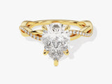 Pear Twisted Lab Grown Diamond Engagement Ring with Pave Set Side Stones (2.00 CT)