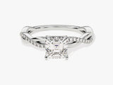 Asscher Twisted Moissanite Engagement Ring with Pave Set Side Stones (1.00 CT)