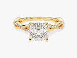 Asscher Twisted Moissanite Engagement Ring with Pave Set Side Stones (1.50 CT)