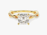 Asscher Twisted Lab Grown Diamond Engagement Ring with Pave Set Side Stones (1.50 CT)