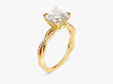 Asscher Twisted Lab Grown Diamond Engagement Ring with Pave Set Side Stones (2.00 CT)