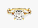 Asscher Twisted Moissanite Engagement Ring with Pave Set Side Stones (2.00 CT)