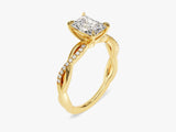 Radiant Twisted Lab Grown Diamond Engagement Ring with Pave Set Side Stones (1.00 CT)