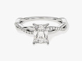 Radiant Twisted Lab Grown Diamond Engagement Ring with Pave Set Side Stones (1.00 CT)