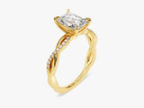 Radiant Twisted Moissanite Engagement Ring with Pave Set Side Stones (1.50 CT)