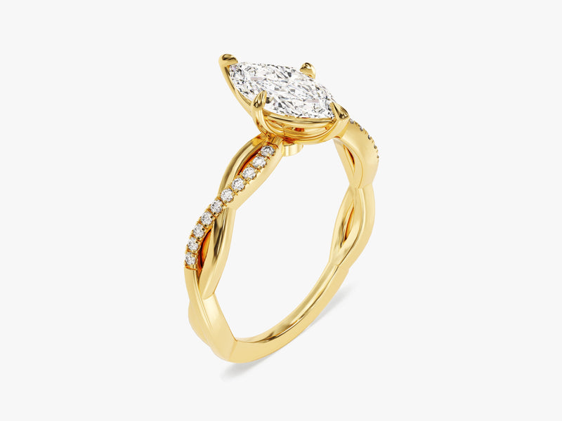 Marquise Twisted Lab Grown Diamond Engagement Ring with Pave Set Side Stones (1.00 CT)