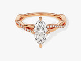 Marquise Twisted Lab Grown Diamond Engagement Ring with Pave Set Side Stones (1.00 CT)