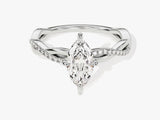 Marquise Twisted Lab Grown Diamond Engagement Ring with Pave Set Side Stones (1.00 CT)