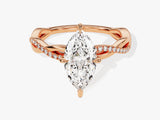 Marquise Twisted Moissanite Engagement Ring with Pave Set Side Stones (1.50 CT)