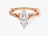 Marquise Twisted Lab Grown Diamond Engagement Ring with Pave Set Side Stones (1.50 CT)