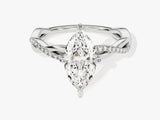 Marquise Twisted Moissanite Engagement Ring with Pave Set Side Stones (1.50 CT)
