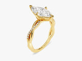 Marquise Twisted Moissanite Engagement Ring with Pave Set Side Stones (2.00 CT)