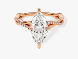 Marquise Twisted Lab Grown Diamond Engagement Ring with Pave Set Side Stones (2.00 CT)