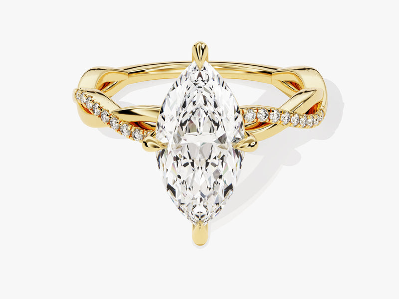 Marquise Twisted Lab Grown Diamond Engagement Ring with Pave Set Side Stones (2.00 CT)