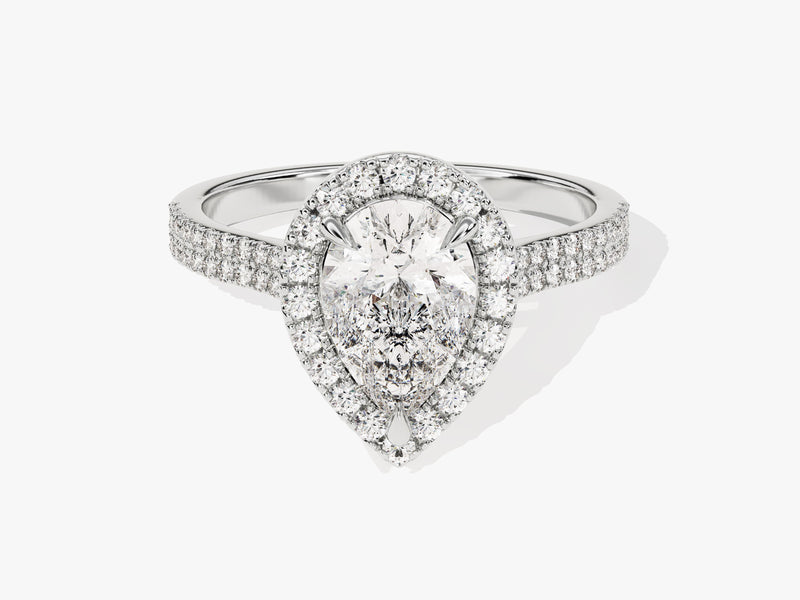 Double Shank Pear Halo Lab Grown Diamond Engagement Ring (1.50 CT)