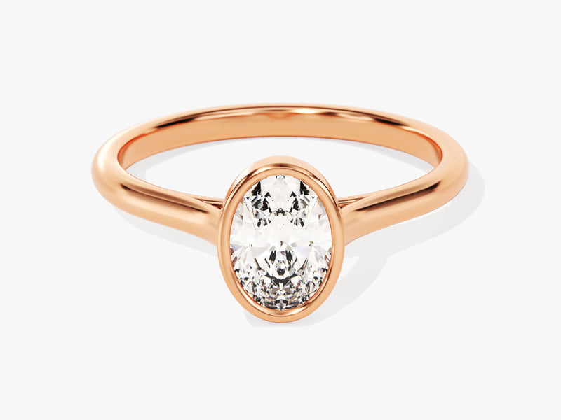 Bezel Oval Lab Grown Diamond Engagement Ring (1.00 CT)