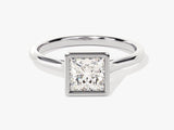 Bezel Princess Moissanite Engagement Ring (1.00 CT)