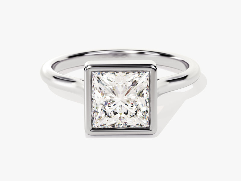 Bezel Princess Moissanite Engagement Ring (1.50 CT)