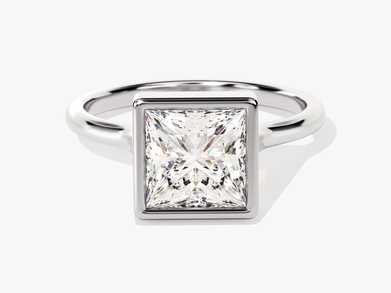 Bezel Princess Moissanite Engagement Ring (2.00 CT)