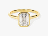 Bezel Emerald Moissanite Engagement Ring (1.50 CT)