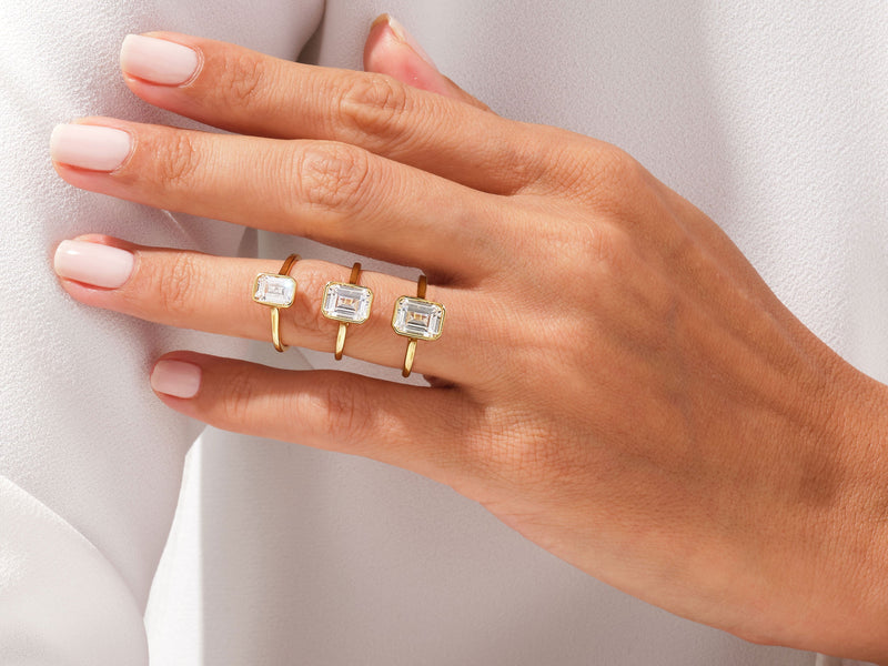 Bezel Emerald Lab Grown Diamond Engagement Ring (1.50 CT)
