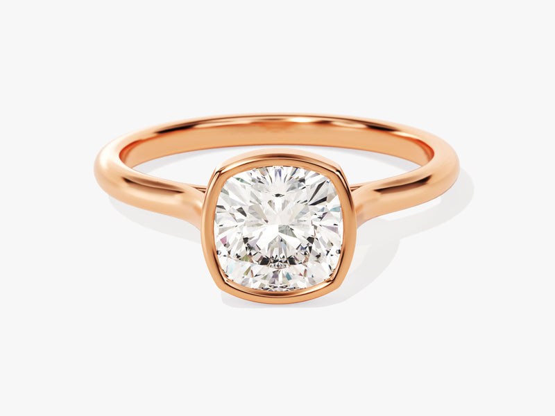 Bezel Cushion Lab Grown Diamond Engagement Ring (1.50 CT)