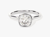 Bezel Cushion Moissanite Engagement Ring (1.50 CT)