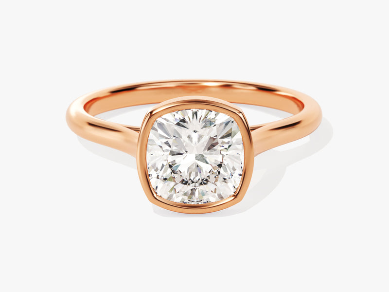 Bezel Cushion Lab Grown Diamond Engagement Ring (2.00 CT)